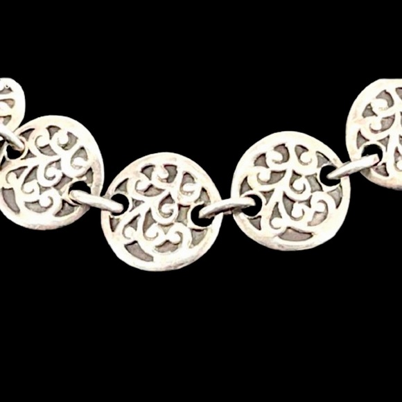 LOIS HILL Sterling Silver Cut Out Scroll Disc Oxidized Silver Accent Bracelet - Picture 4 of 8